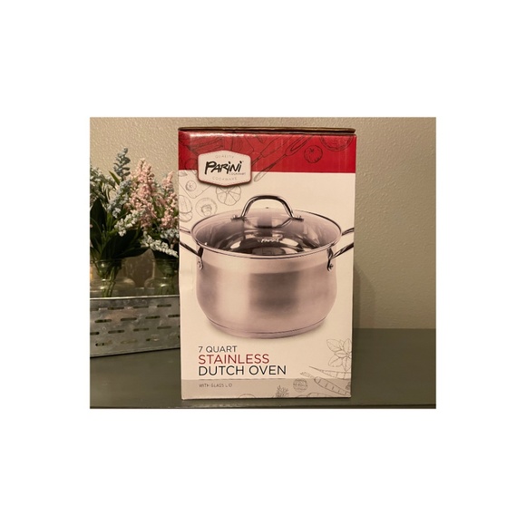 Parini 7 Quart 304 Stainless Steel Dutch Oven with Tempered Glass Lid-New in Box - Picture 2 of 7